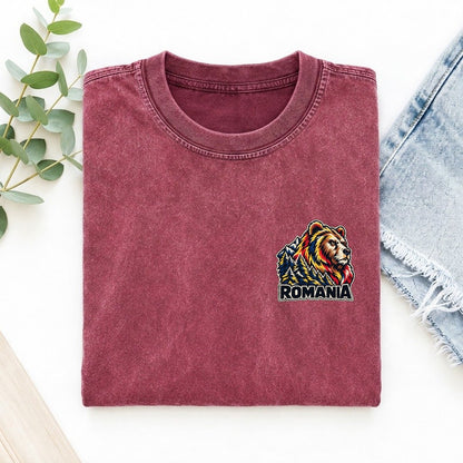 Romania Country Pride Left Chest Vintage T-shirt – Raspberry