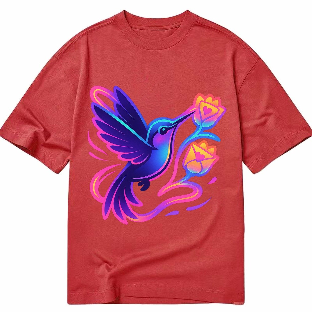 Hummingbird Delivering Miniature Love Letters Tucked Inside Classic T-shirt – Red