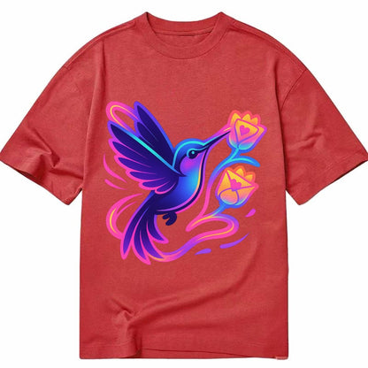 Hummingbird Delivering Miniature Love Letters Tucked Inside Classic T-shirt – Red
