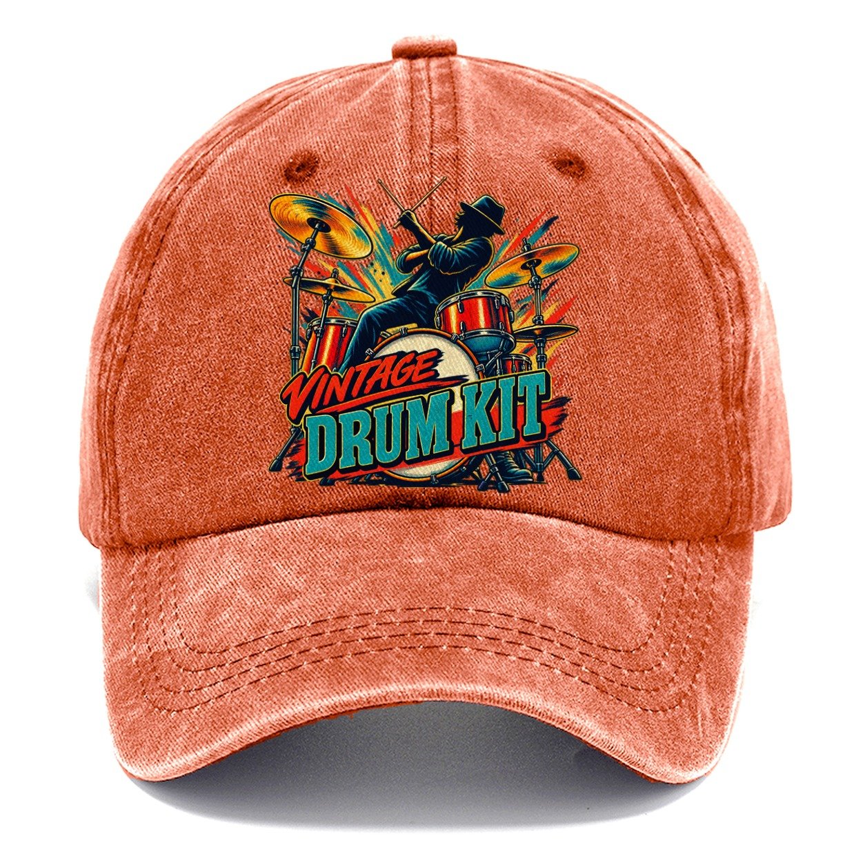 Vintage Drum Kit Music Instruments Classic Cap – Terracotta Clay