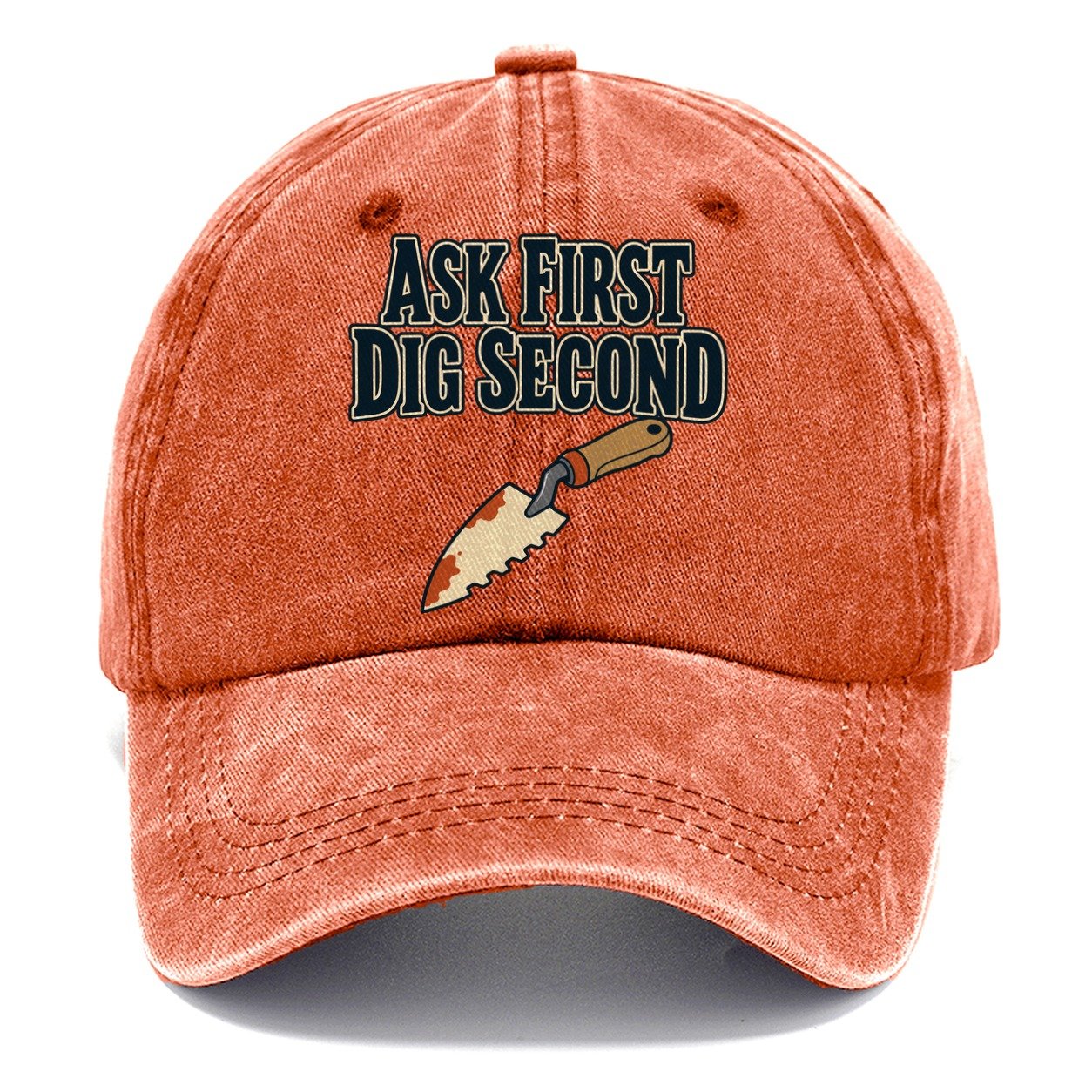 Ask First Dig Second Treasure Hunting Classic Cap – Terracotta Clay