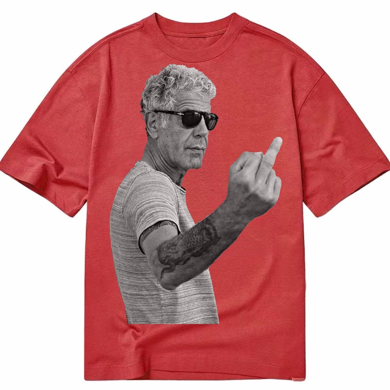 Anthony Bourdain Middle Finger Classic T-shirt – Red