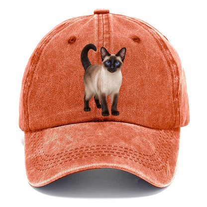 Siamese Standing Three Quarter Realistic Cat Portrait Classic Cap – Terracotta Clay