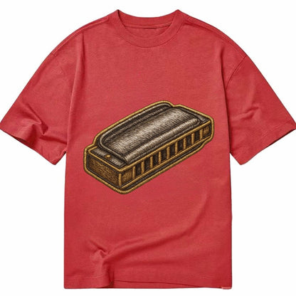 Harmonica Blues Harp With Chrome Covers Classic T-shirt – Red