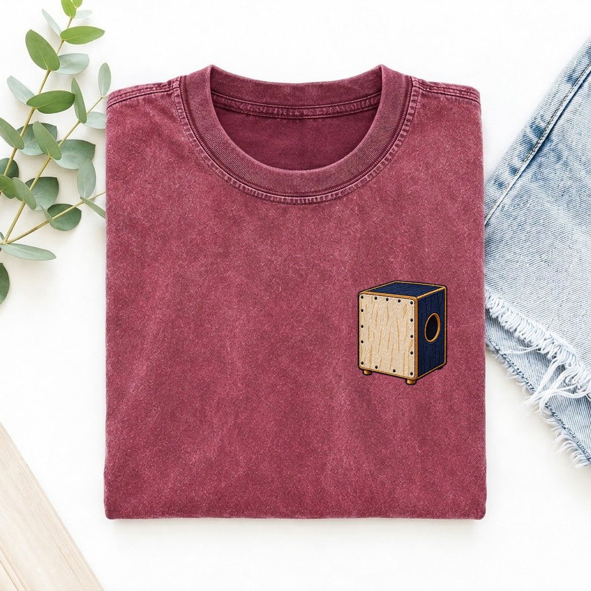 Cajon Sound Circle Left Chest Vintage T-shirt – Raspberry