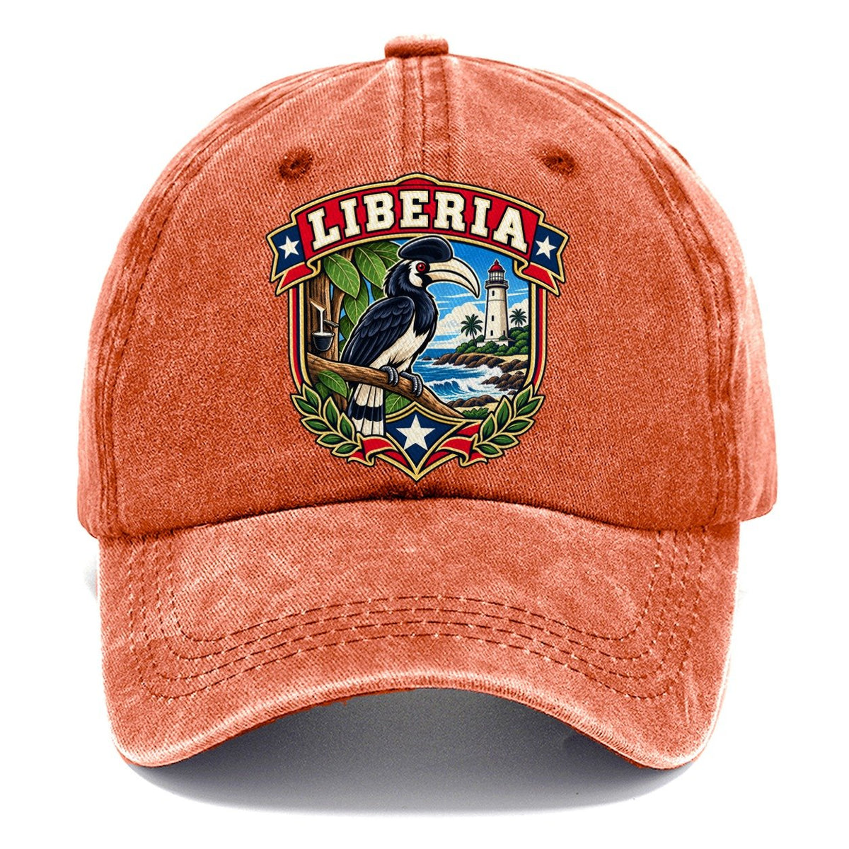 Liberia Retro Badge Country Logos Classic Cap – Terracotta Clay