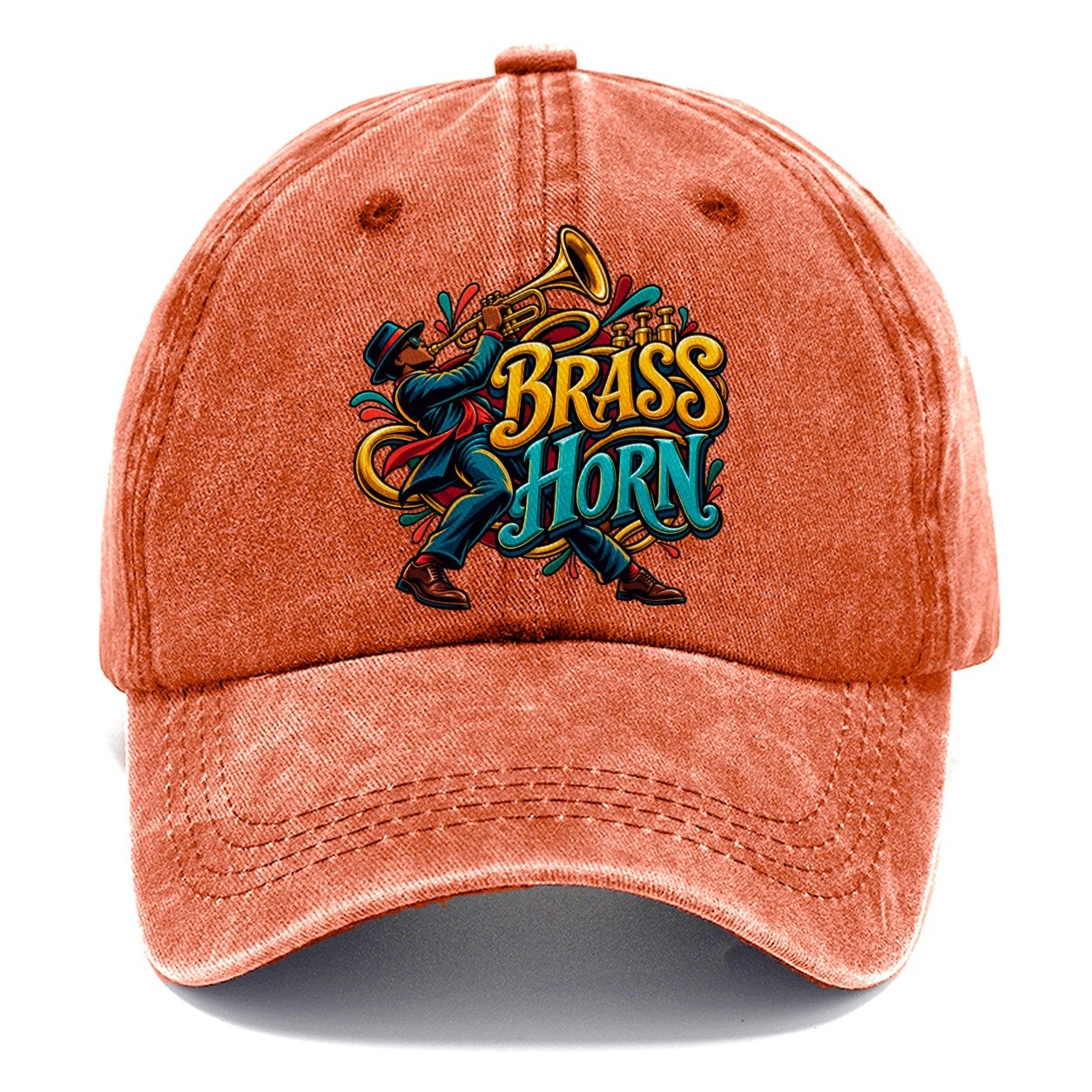 Brass Horn Wordmark Music Instruments Classic Cap – Terracotta Clay