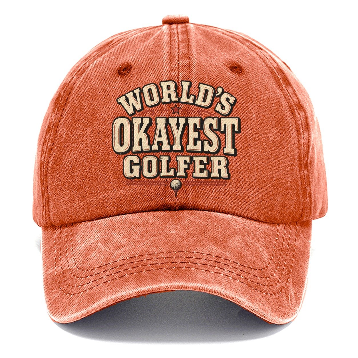 World S Okayest Golfer American Wit Classic Cap – Terracotta Clay