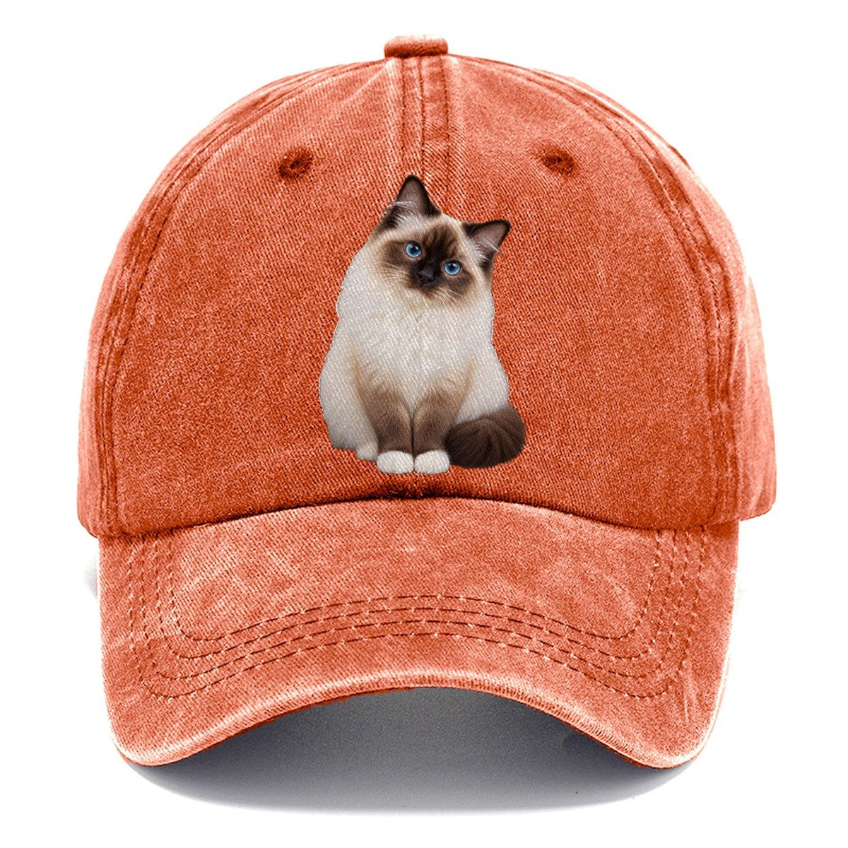 Birman Seated Portrait Realistic Cat Portrait Classic Cap – Terracotta Clay
