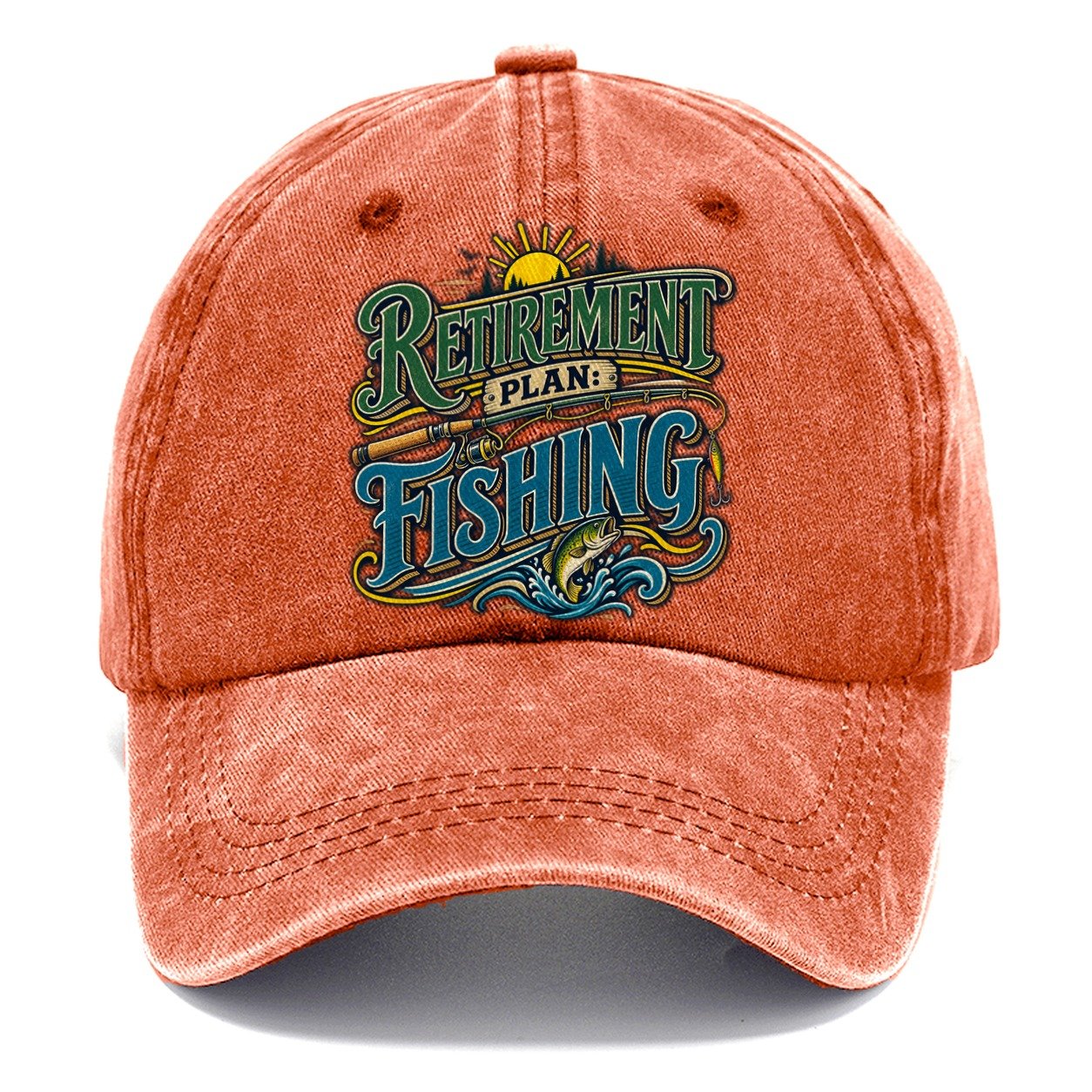 Retirement Plan Fishing Retired Living Classic Cap – Terracotta Clay