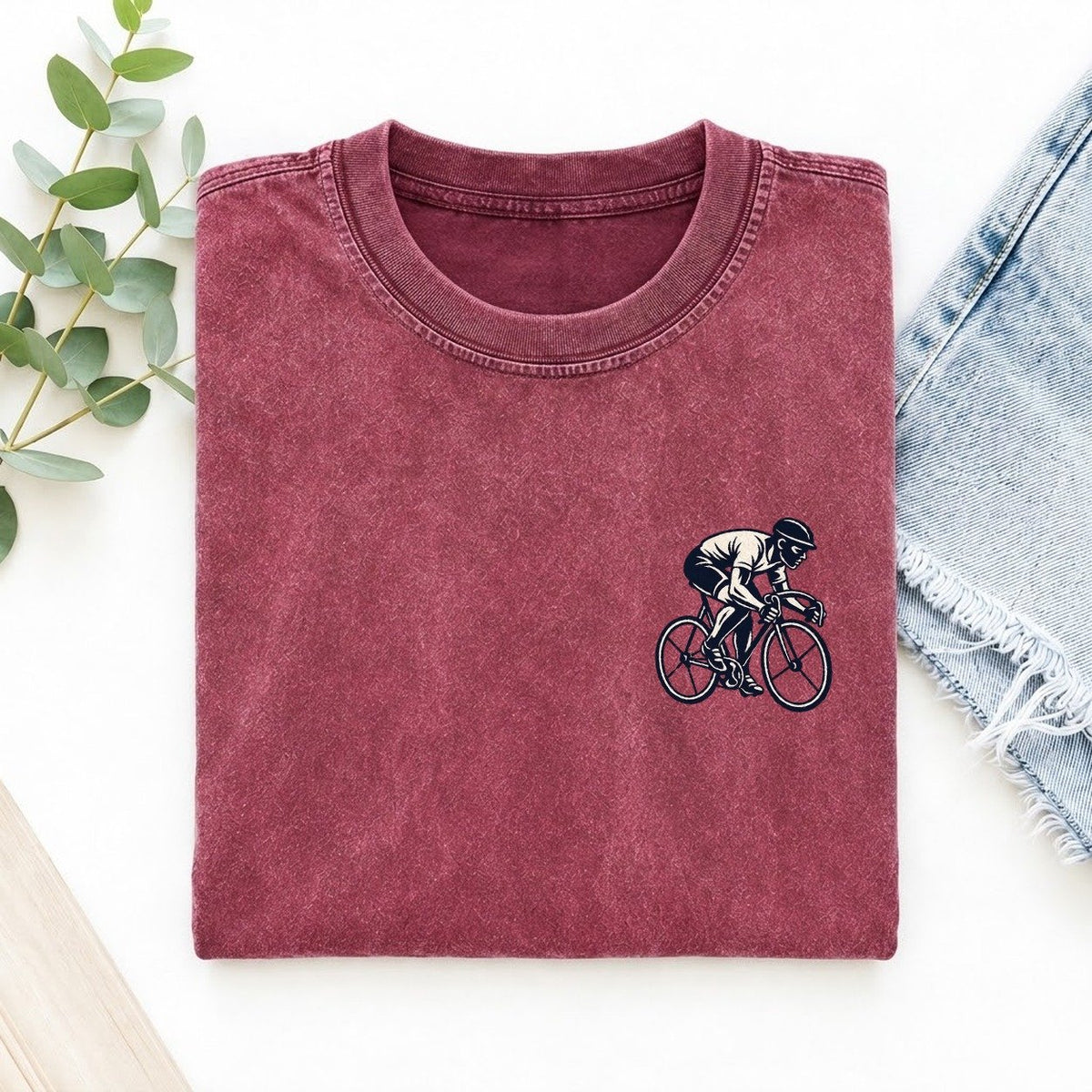 Sprint Cyclist Left Chest Vintage T-shirt – Raspberry