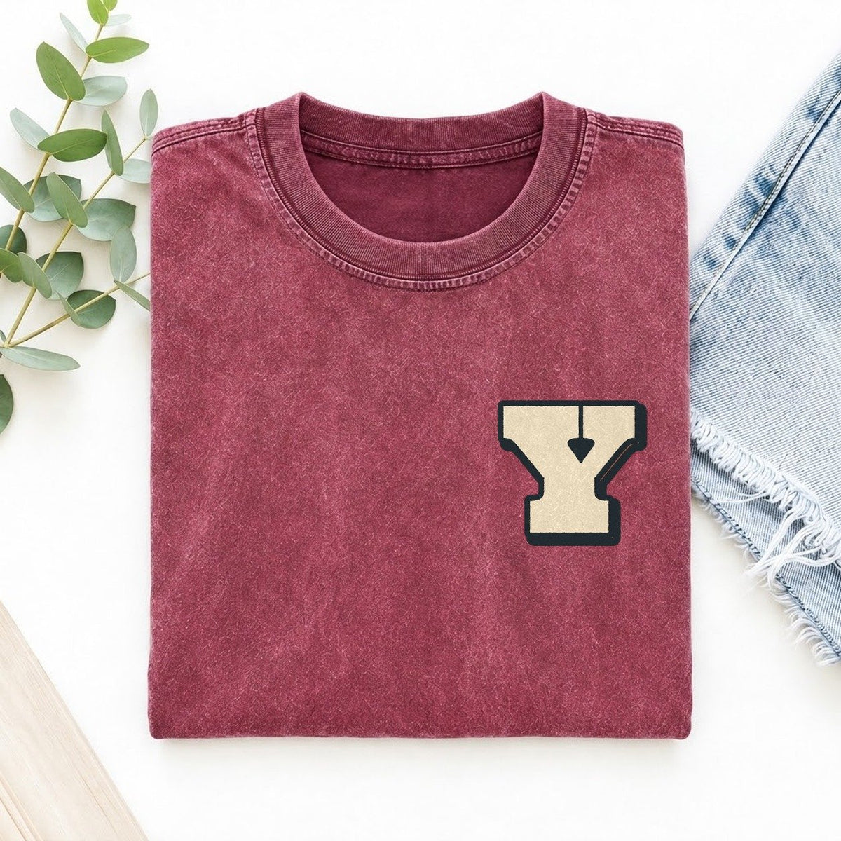 Initial Y Left Chest Vintage T-shirt – Raspberry