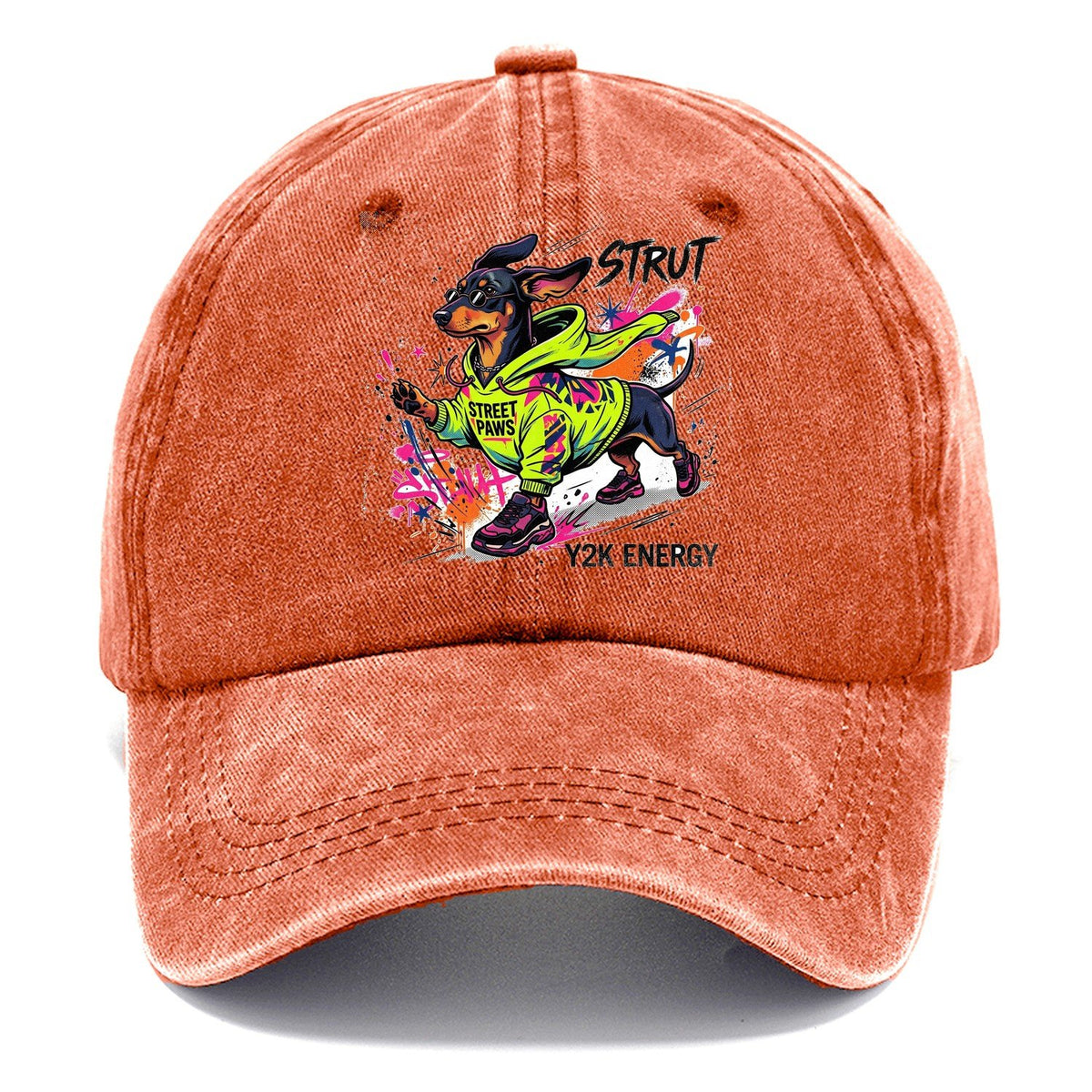 Strut Street Paws Y2K Energy Classic Cap – Terracotta Clay