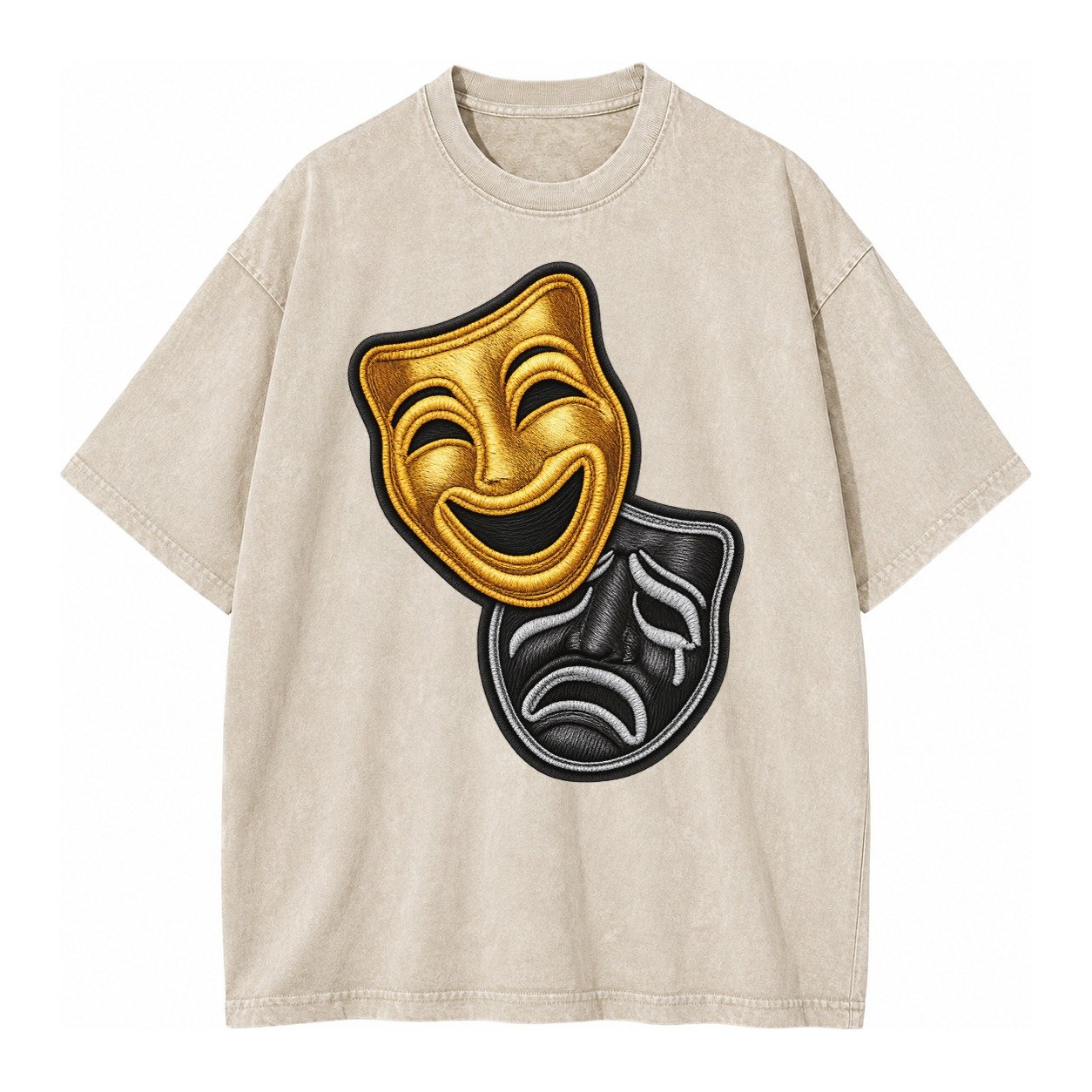 Broadway Masks Comedy Tragedy Masks In Gold And Black Theate Vintage T-shirt – Off White