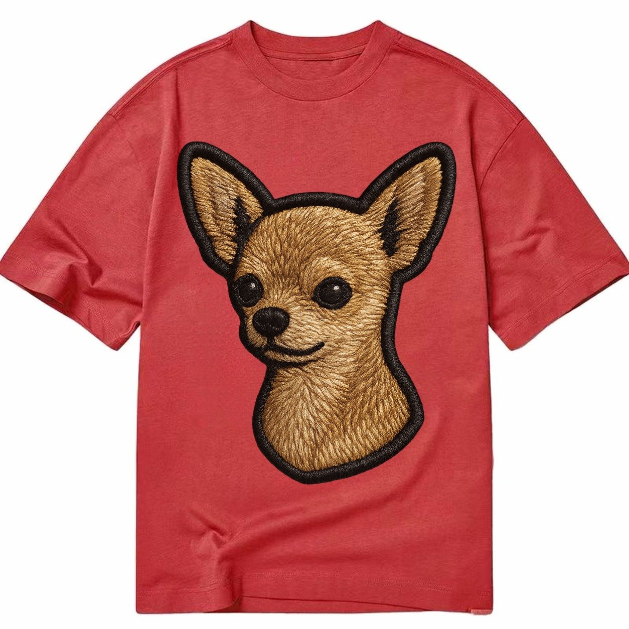 Chihuahua Front Facing Embroidered Portrait 78ceab Classic T-shirt – Red