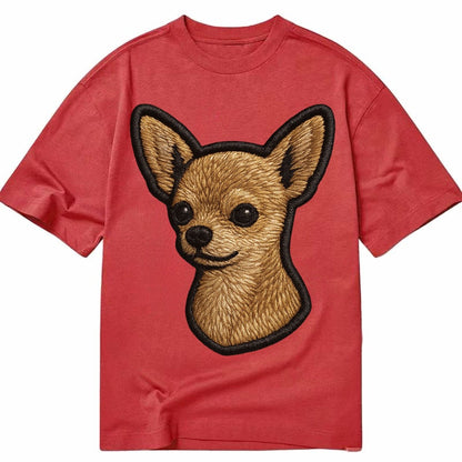 Chihuahua Front Facing Embroidered Portrait 78ceab Classic T-shirt – Red