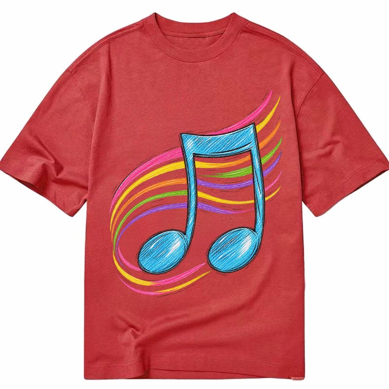 Musical Notes Headwear Classic T-shirt – Red