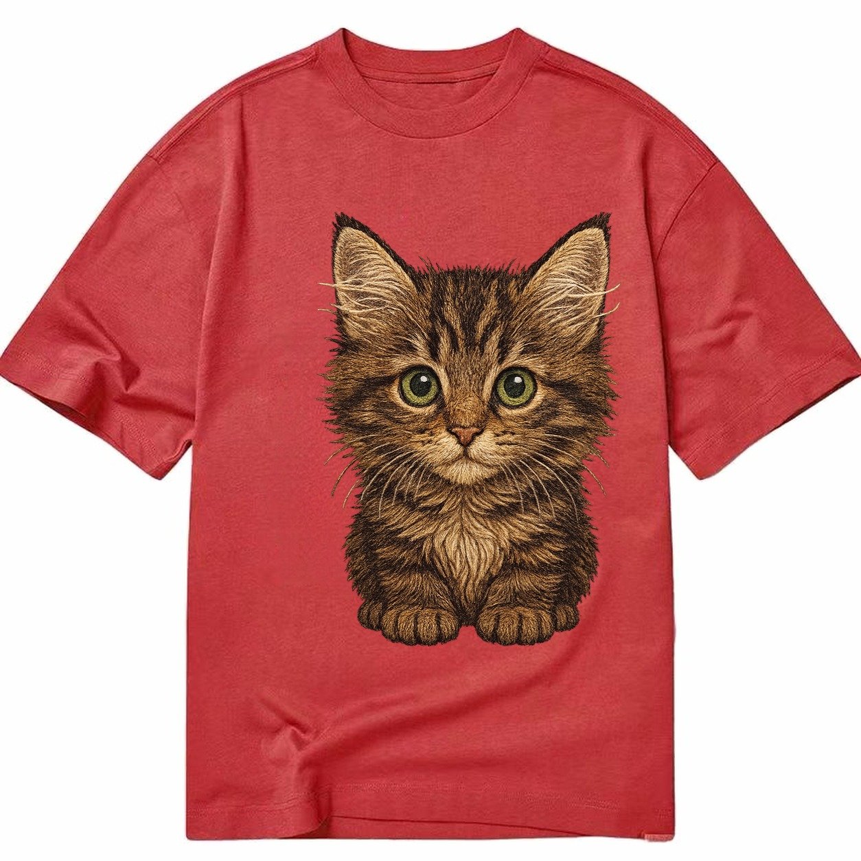 Baby Maine Coon Kitten Large Fluffy Tabby Tufted Ears Big Gr Classic T-shirt – Red