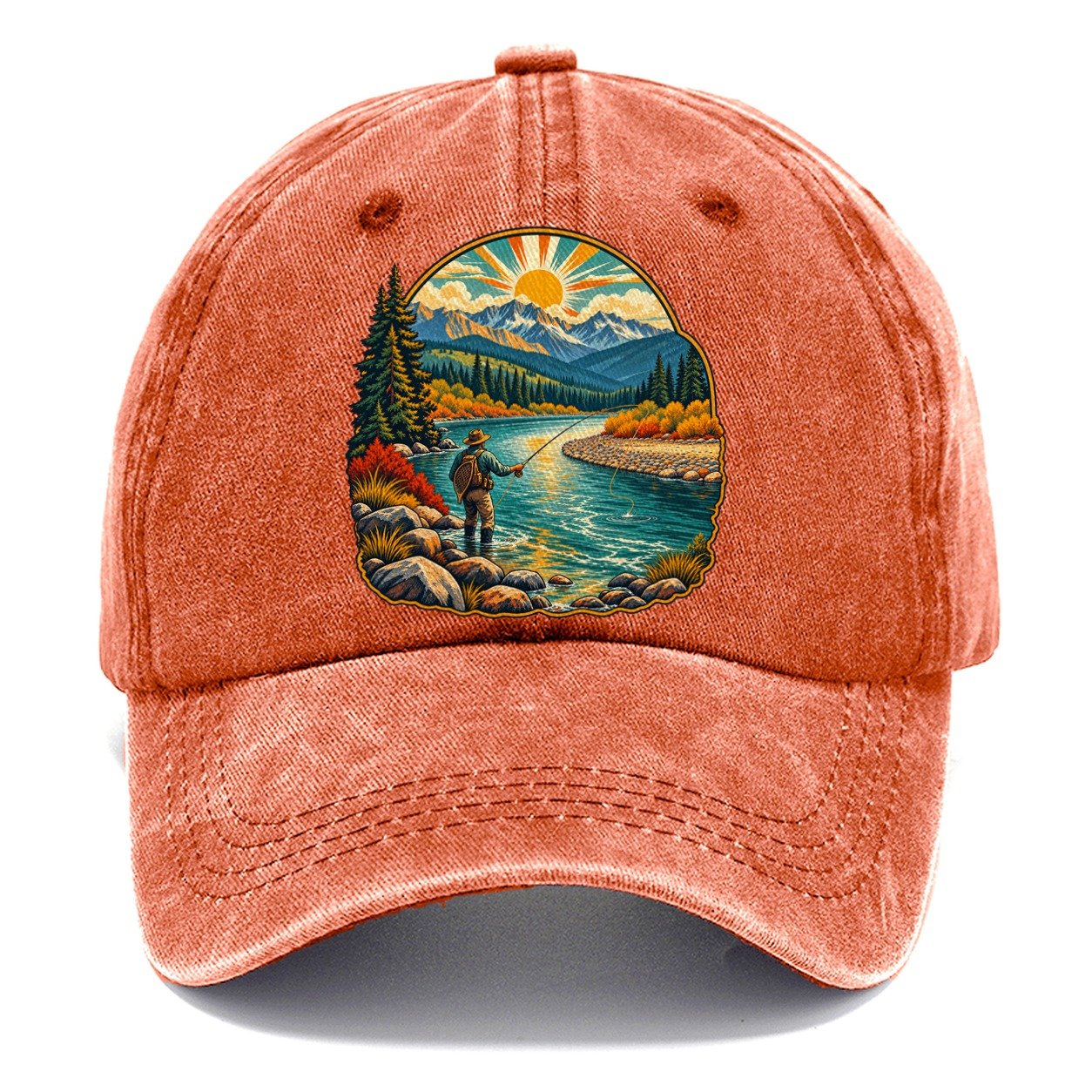 River Bend Fly Water Fishing Club Classic Cap – Terracotta Clay