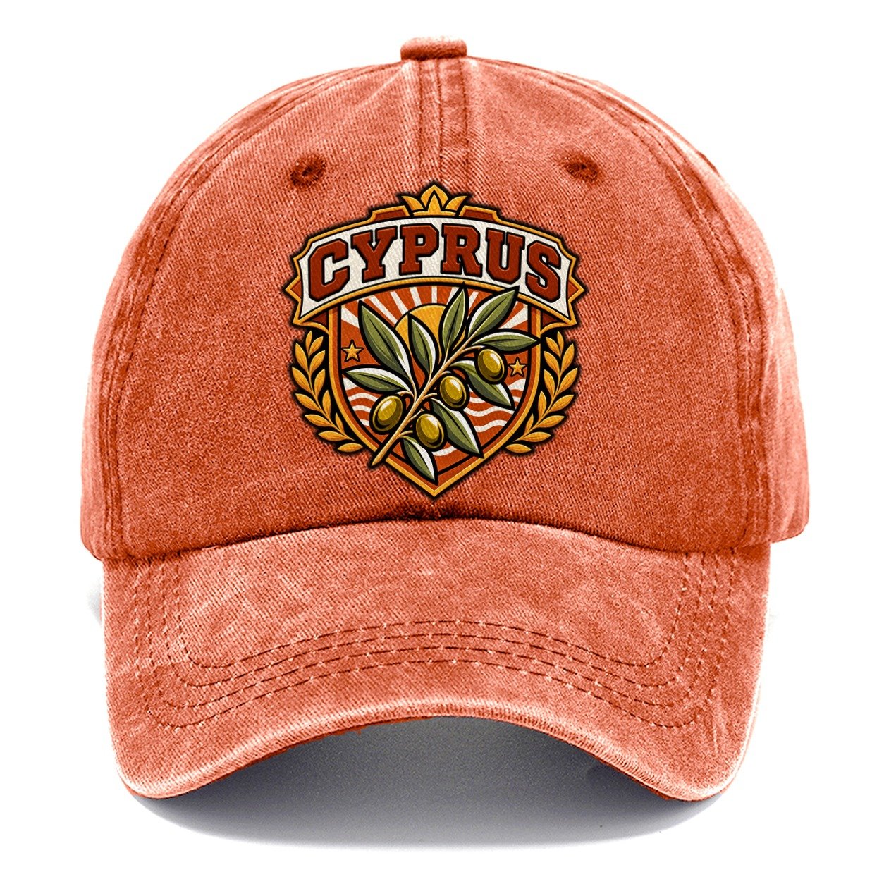 Cyprus Retro Badge Country Logos Classic Cap – Terracotta Clay