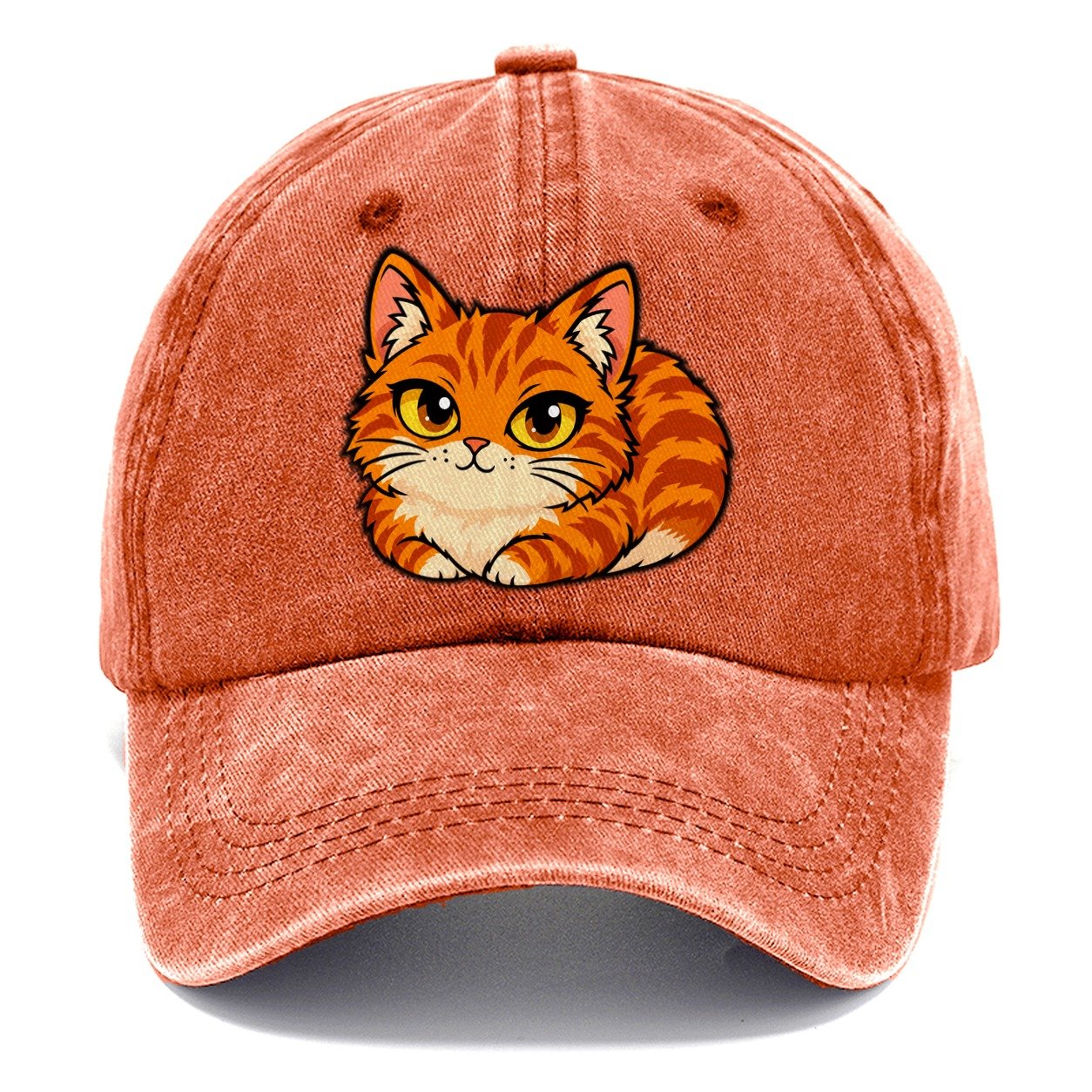 Orange Tabby Loafing Peeking Cats Classic Cap – Terracotta Clay