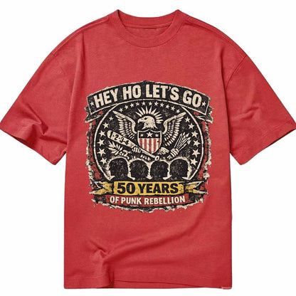 Ramones Legacy Hey Ho Lets Go Typography Presidential Seal P Classic T-shirt – Red