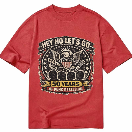 Ramones Legacy Hey Ho Lets Go Typography Presidential Seal P Classic T-shirt – Red