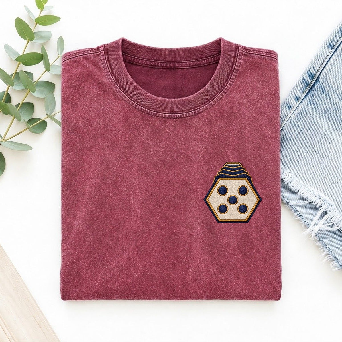 Concertina Hex Fold Left Chest Vintage T-shirt – Raspberry