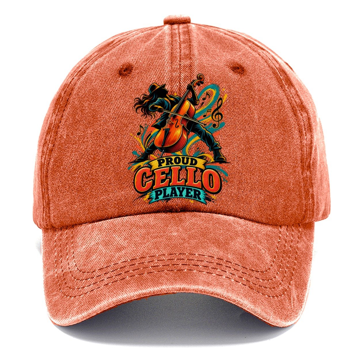 Proud Cello Player Music Instruments Classic Cap – Terracotta Clay
