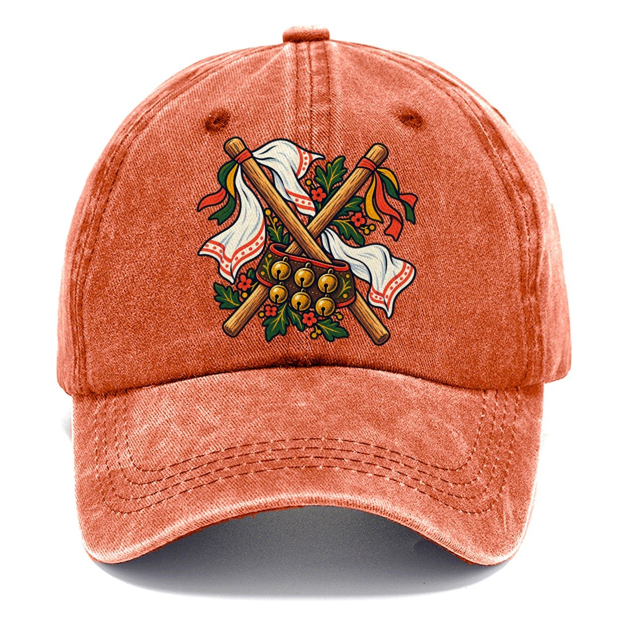 Morris Dance Bells Sticks And Handkerchiefs Uk Culture Heritage Classic Cap – Terracotta Clay