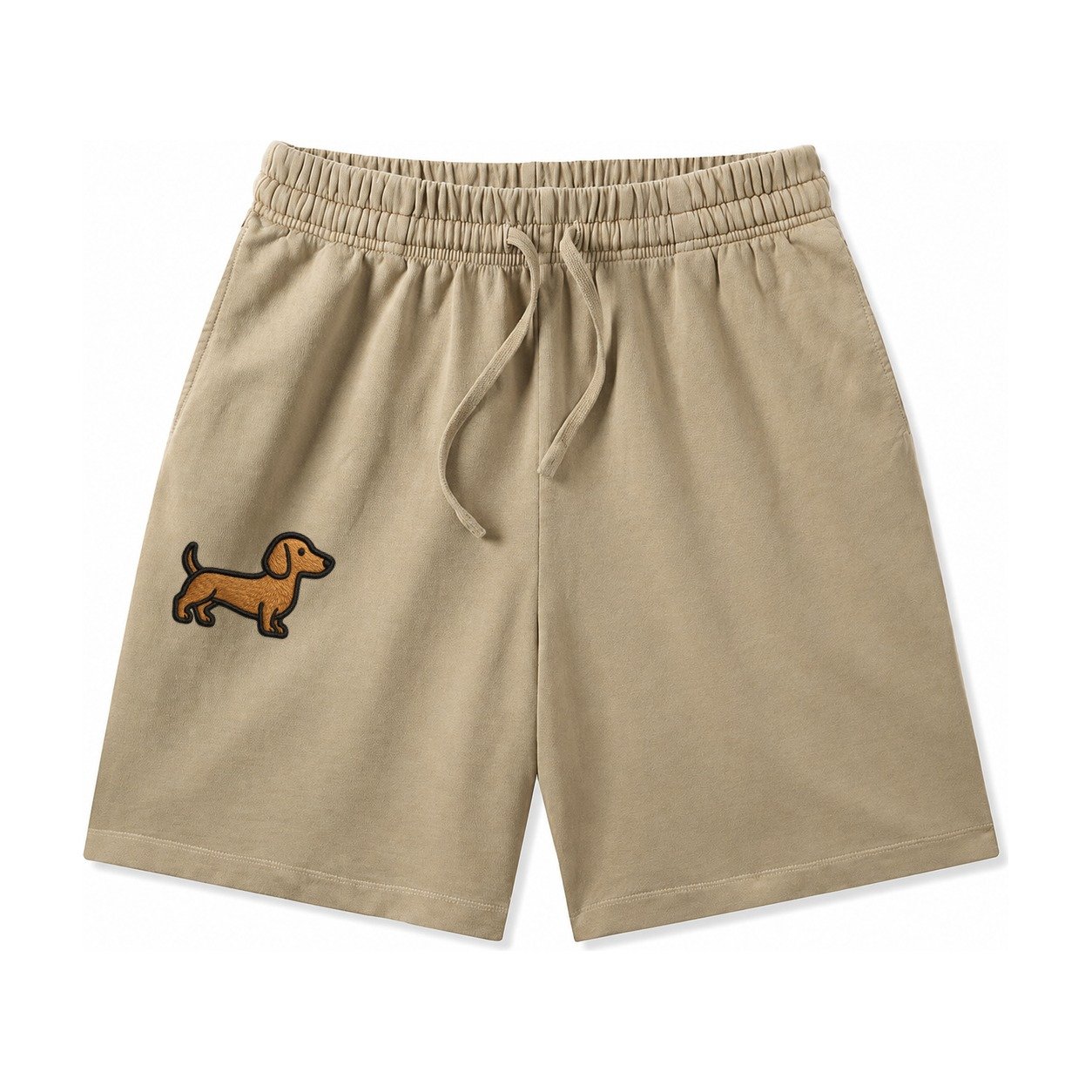 Dachshund Modern Elongated Silhouette Washed Shorts – Khaki