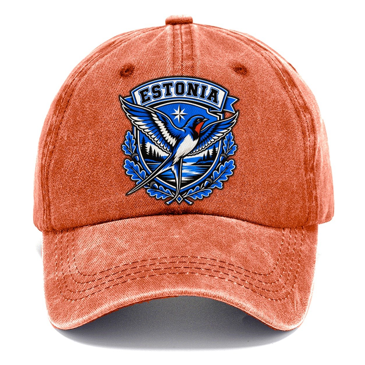 Estonia Retro Badge Country Logos Classic Cap – Terracotta Clay