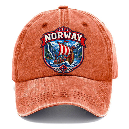 Norway Retro Badge Country Logos Classic Cap – Terracotta Clay