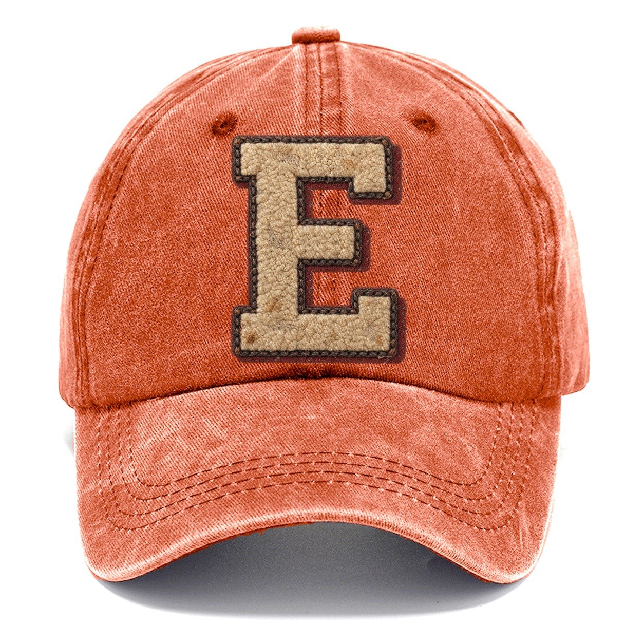 Varsity Chenille E Monogram Classic Cap – Terracotta Clay