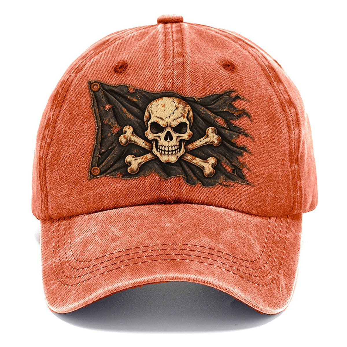 Skull And Crossbones Worn Icon Classic Cap – Terracotta Clay