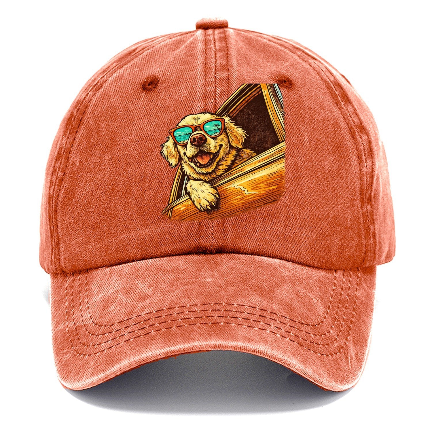 Golden Retriever Shades Road Trip Classic Cap – Terracotta Clay