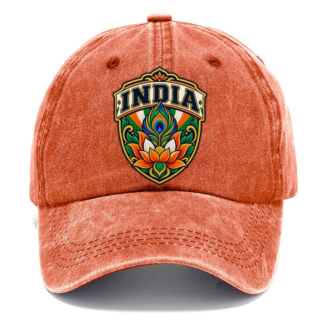 India Retro Badge Country Logos Classic Cap – Terracotta Clay