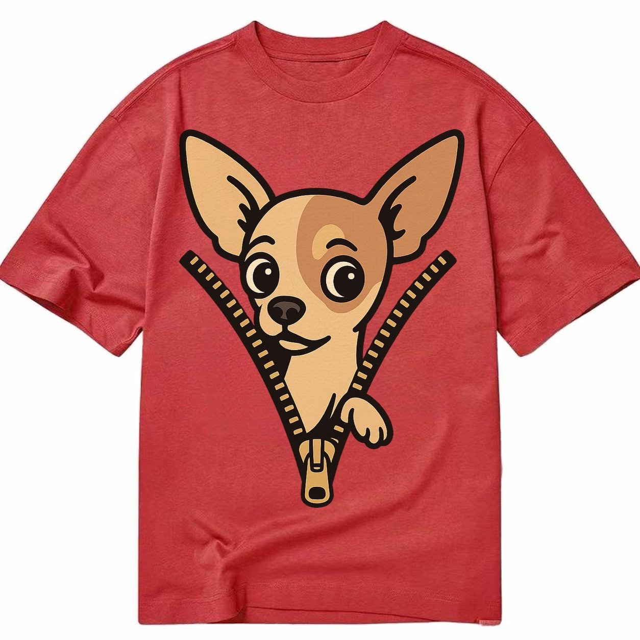 Chihuahua Apple Head Large Pointed Ears Big Round Eyes Tiny Classic T-shirt – Red
