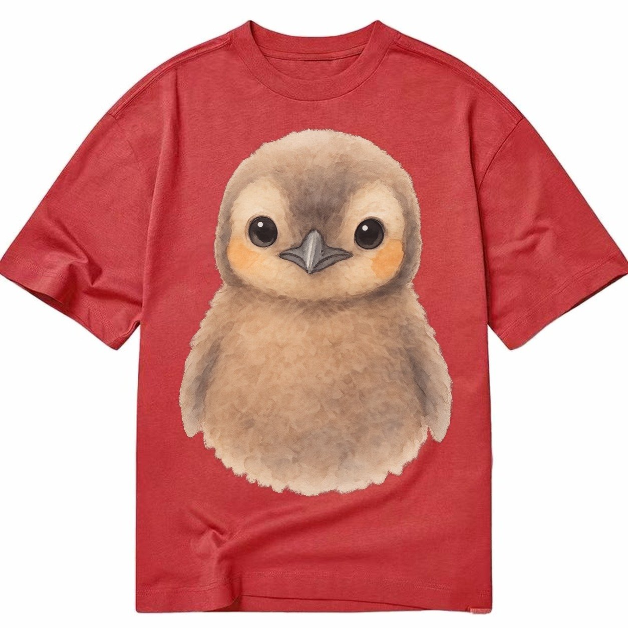 Baby King Penguin Orange Cheek Patches Fluffy Brown Large Ey Classic T-shirt – Red