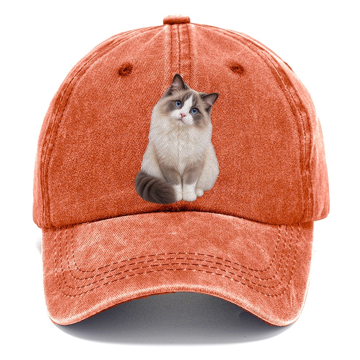 Ragdoll Seated Portrait Realistic Cat Portrait Classic Cap – Terracotta Clay