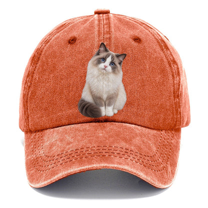 Ragdoll Seated Portrait Realistic Cat Portrait Classic Cap – Terracotta Clay