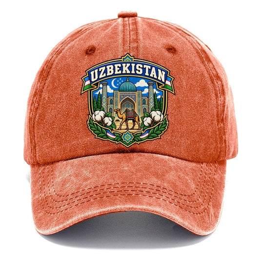 Uzbekistan Retro Badge Country Logos Classic Cap – Terracotta Clay