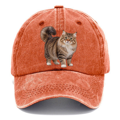 Siberian Standing Three Quarter Realistic Cat Portrait Classic Cap – Terracotta Clay