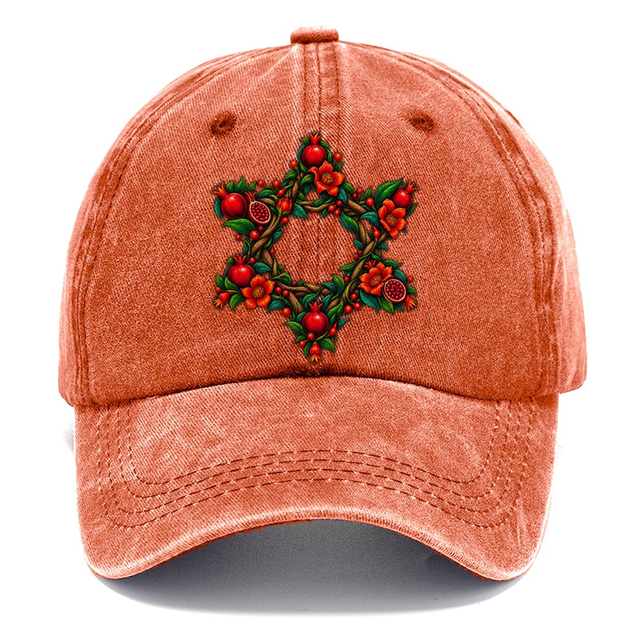 Star Of David Floral Bloom Judaism Heritage Classic Cap – Terracotta Clay