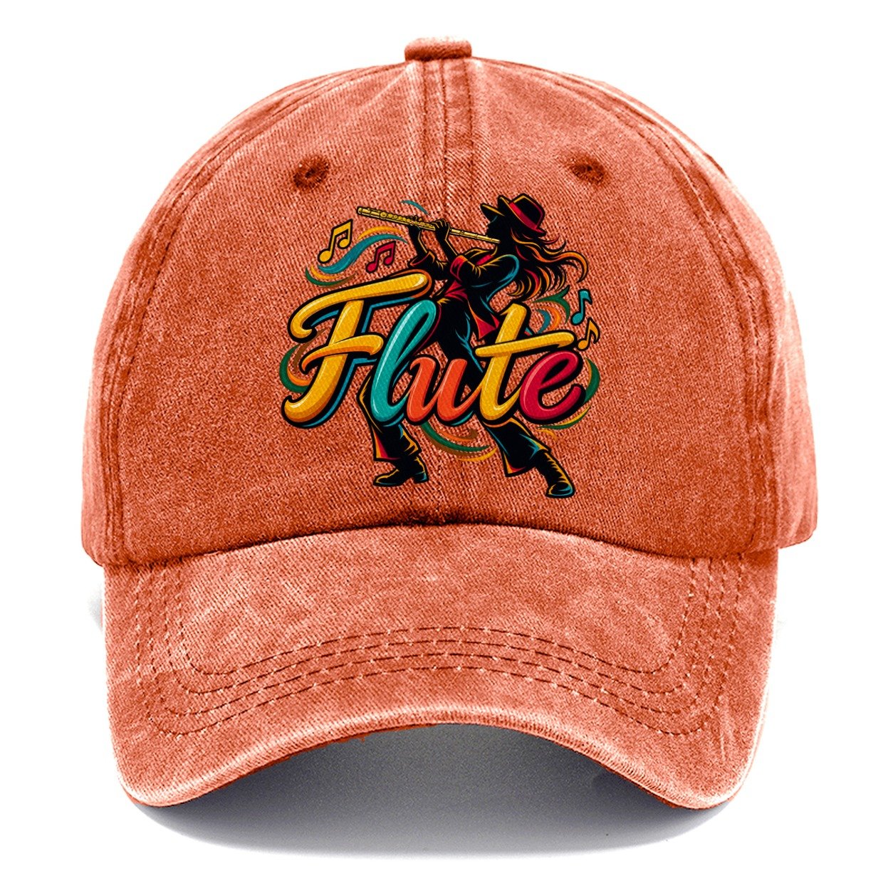 Flute Wordmark Music Instruments Classic Cap – Terracotta Clay