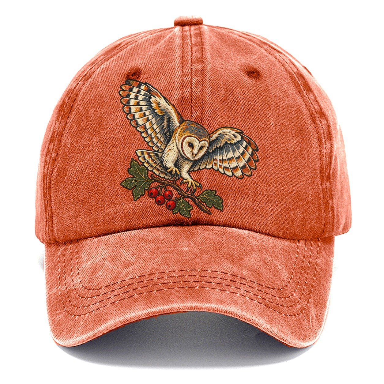 Barn Owl And Hawthorn Berries Uk Culture Heritage Classic Cap – Terracotta Clay