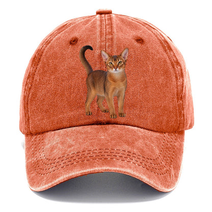 Abyssinian Standing Three Quarter Realistic Cat Portrait Classic Cap – Terracotta Clay