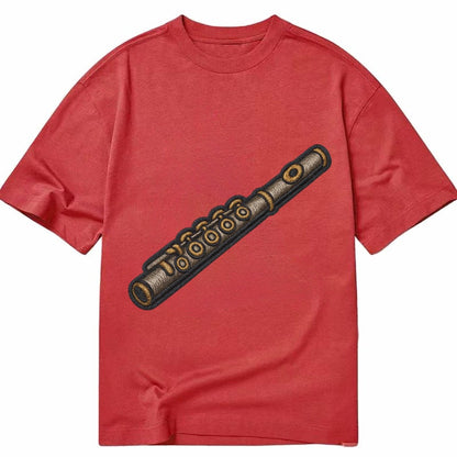 Flute Silver Flute With Keys And Embouchure Hole Classic T-shirt – Red