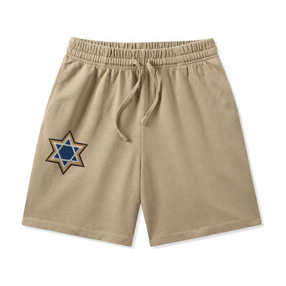 Star Of David Washed Shorts – Khaki