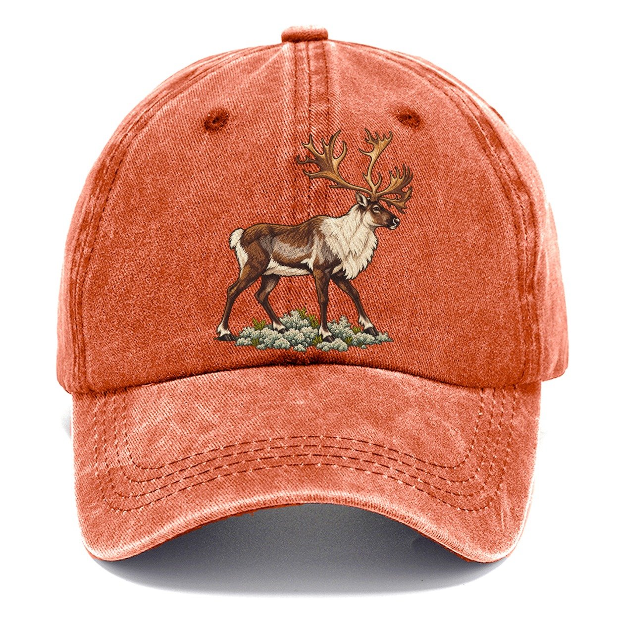 Woodland Caribou And Reindeer Lichen Canada Cultural Icons Classic Cap – Terracotta Clay